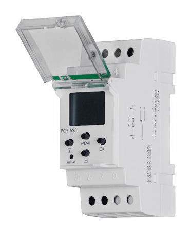 Реле времени PCZ-525  1кн астрономич. 24-264B AC/DC 16A 1пк. IP20 на DIN-рейке EA02.002.005  253901
