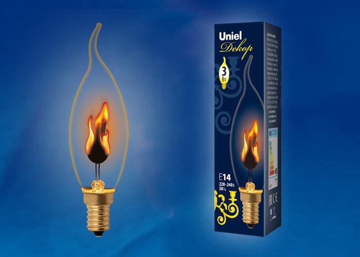 Лампа Uniel IL-N-CW35-3/Red-Flame/E14/CL  UL-00002982