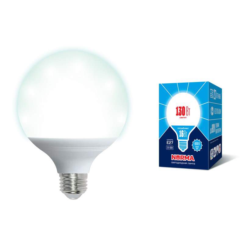 Лампа Uniel Norma LED-G95-16W/4000K/E27/FR/NR  UL-00004874